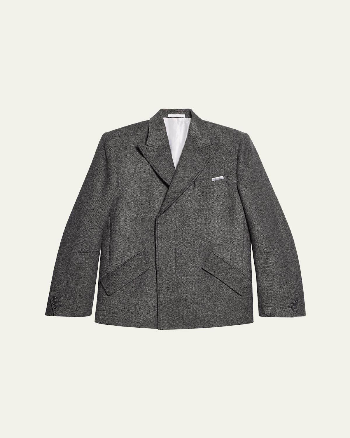 Men’s Melange Wool Asymmetric Blazer Product Image