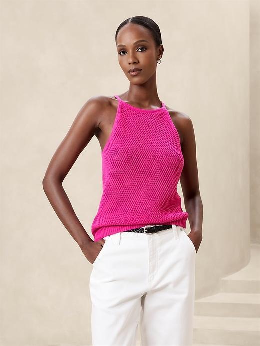 Strappy Open-Stitch Tank Sweater Product Image