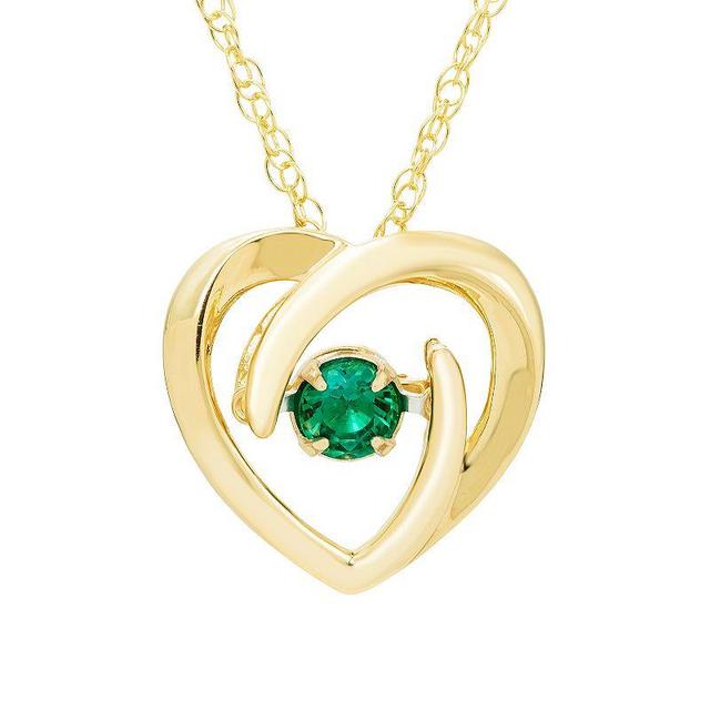 Boston Bay Diamonds Brilliance in Motion 14k Gold Over Silver Lab-Created Emerald Dancing Gemstone Heart Pendant, Womens Gold Tone Product Image