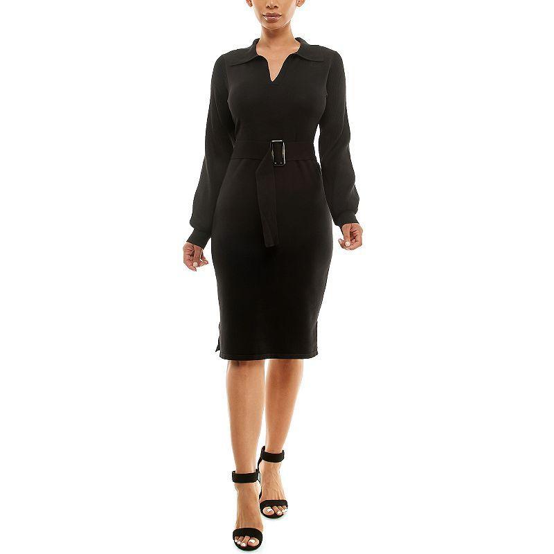 Womens Nina Leonard Johnny Collar Sweater Dress Product Image