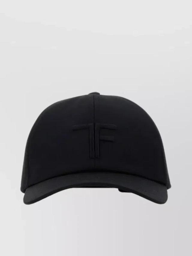 Cotton Baseball Cap Curved Brim In Black Product Image