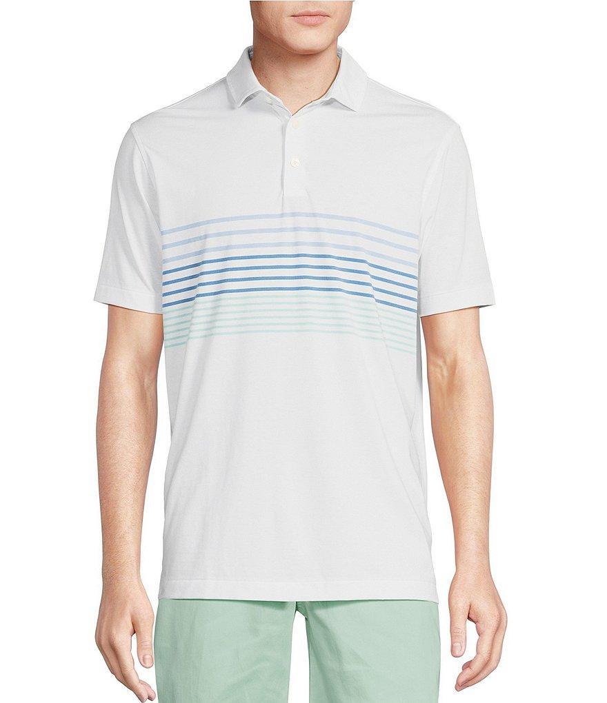 Cremieux Blue Label Lightweight Pique Jersey Multi Chest Stripe Short Sleeve Polo Shirt Product Image