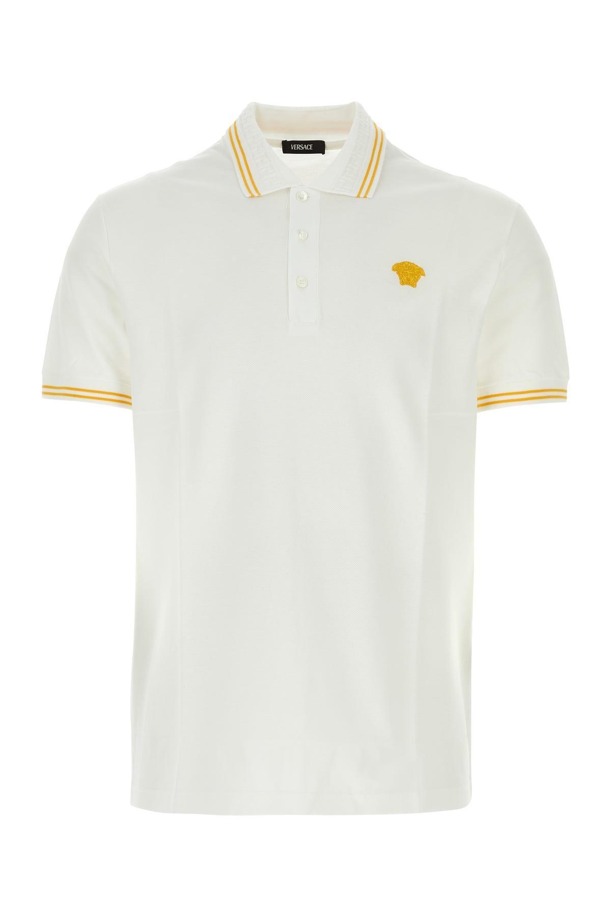 Men's Medusa Pop Piqué Polo In Optical White Product Image