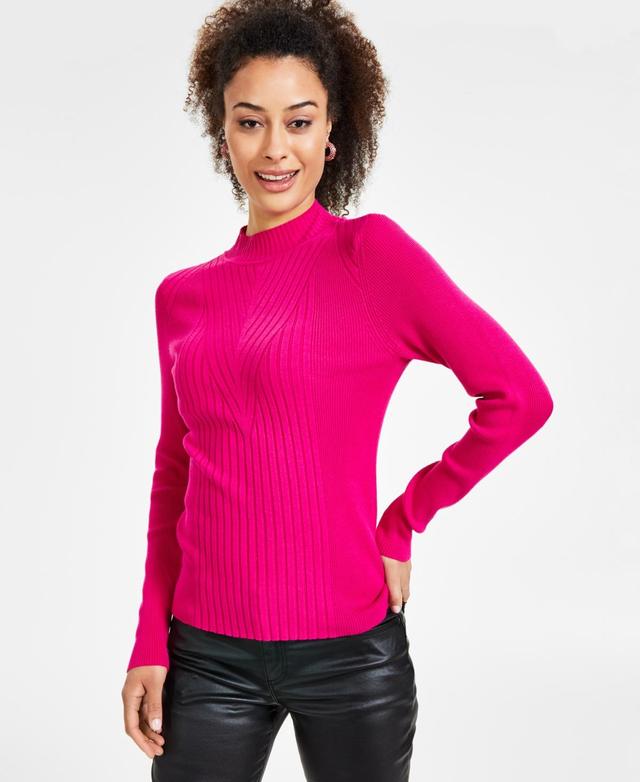 I.n.c. International Concepts Womens Detail Ribbed Mock Neck Sweater, Created for Macys Product Image