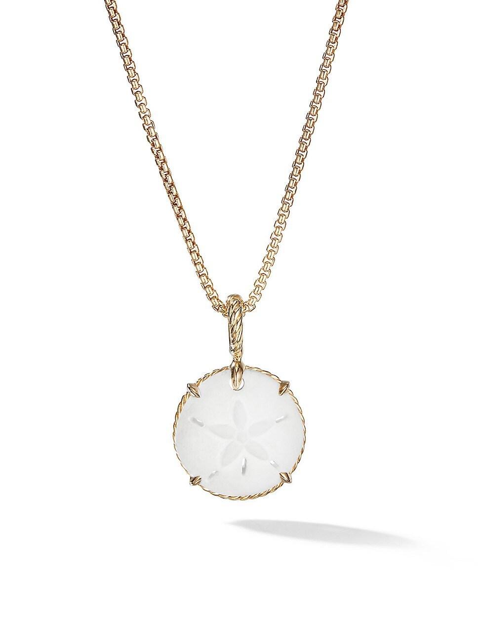 Womens Sand Dollar Amulet with White Agate and 18K Yellow Gold Product Image