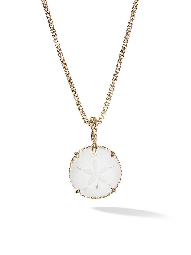 Womens Sand Dollar Amulet with White Agate and 18K Yellow Gold Product Image