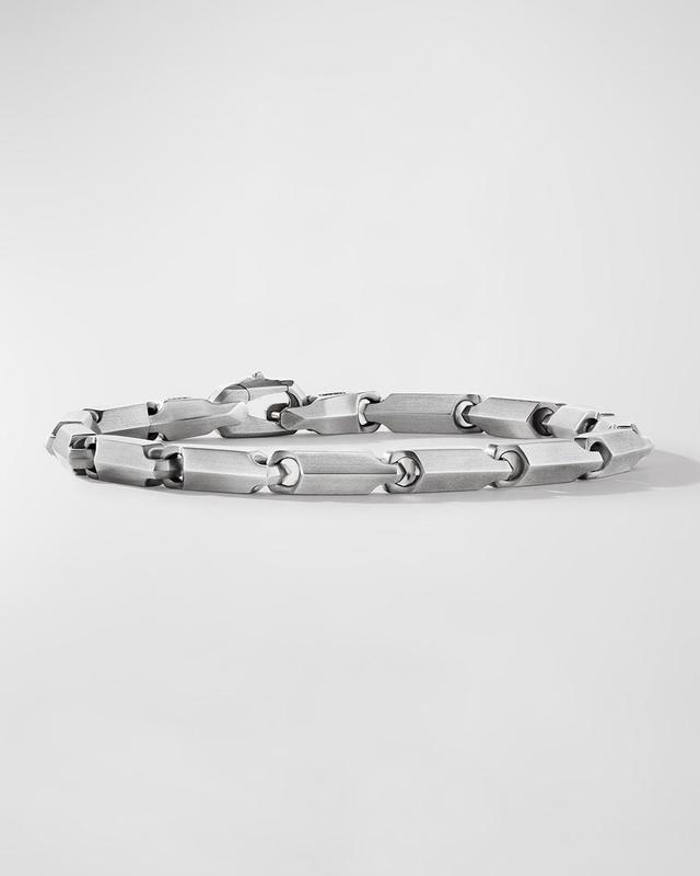 Mens Faceted Chain Link Bracelet in Silver, 3mm Product Image