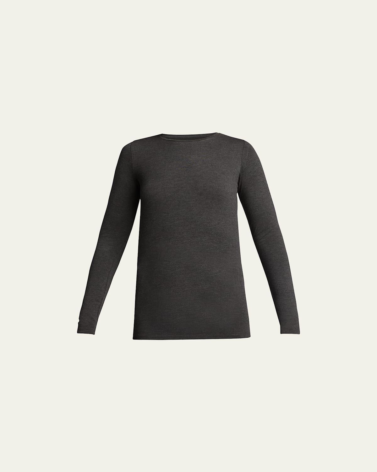 Womens Soft Touch Crewneck Long-Sleeve Top Product Image