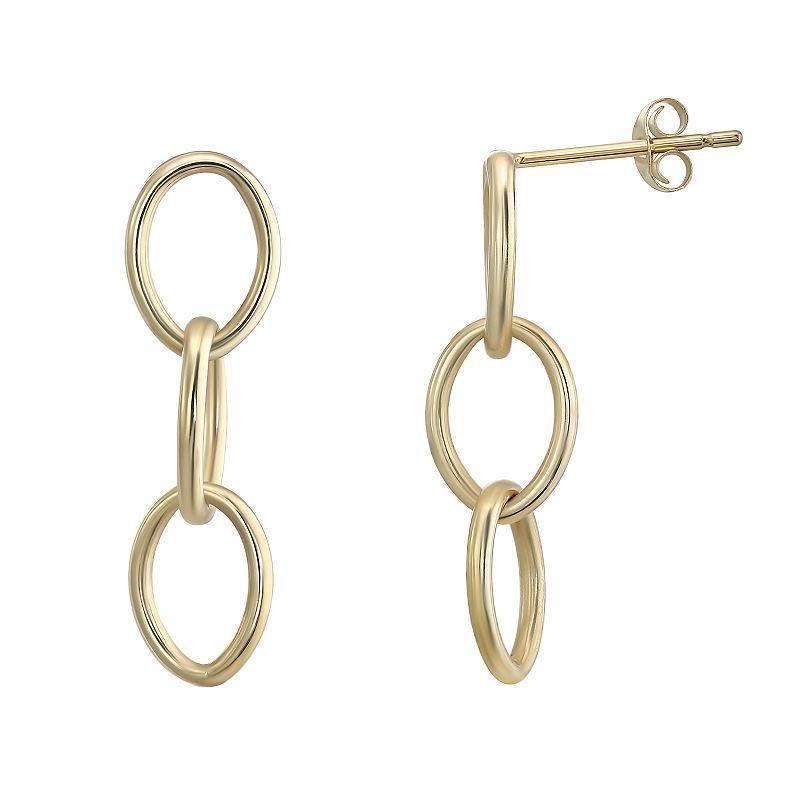 Polished Triple Oval Link Drop Earrings in 10k Gold Product Image