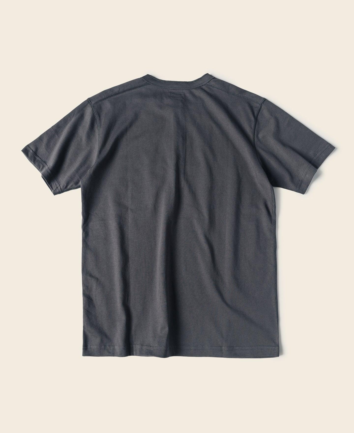 10.6 oz Cotton Short Sleeve Henley T-Shirt - Dark Gray Product Image