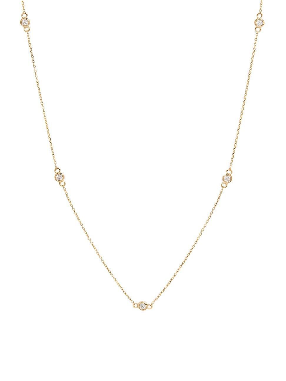 Womens Juliet 14K Yellow Gold & 0.03 TCW Lab-Grown Diamond Station Necklace Product Image