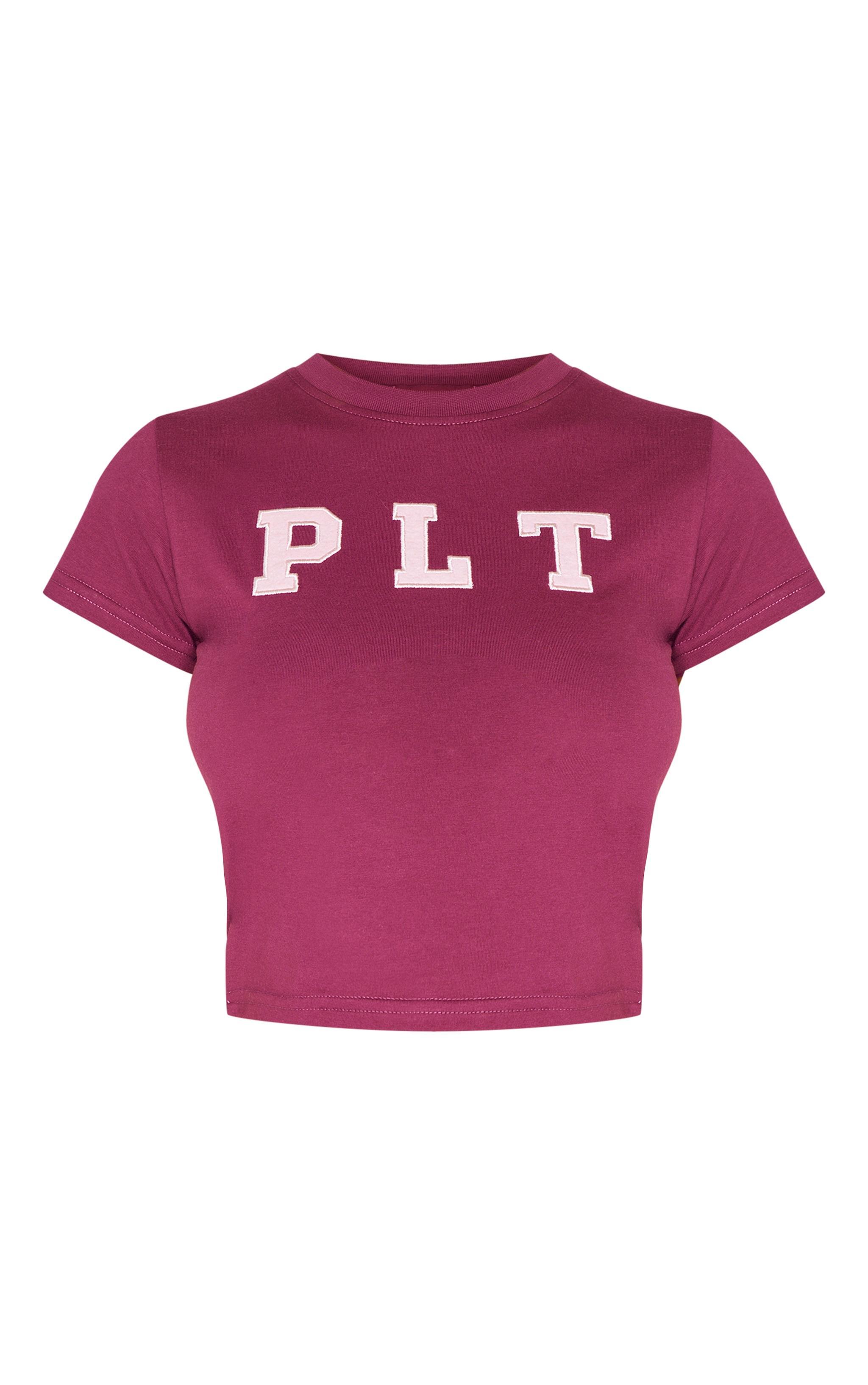 PRETTYLITTLETHING Plum Cotton Fitted T Shirt Product Image