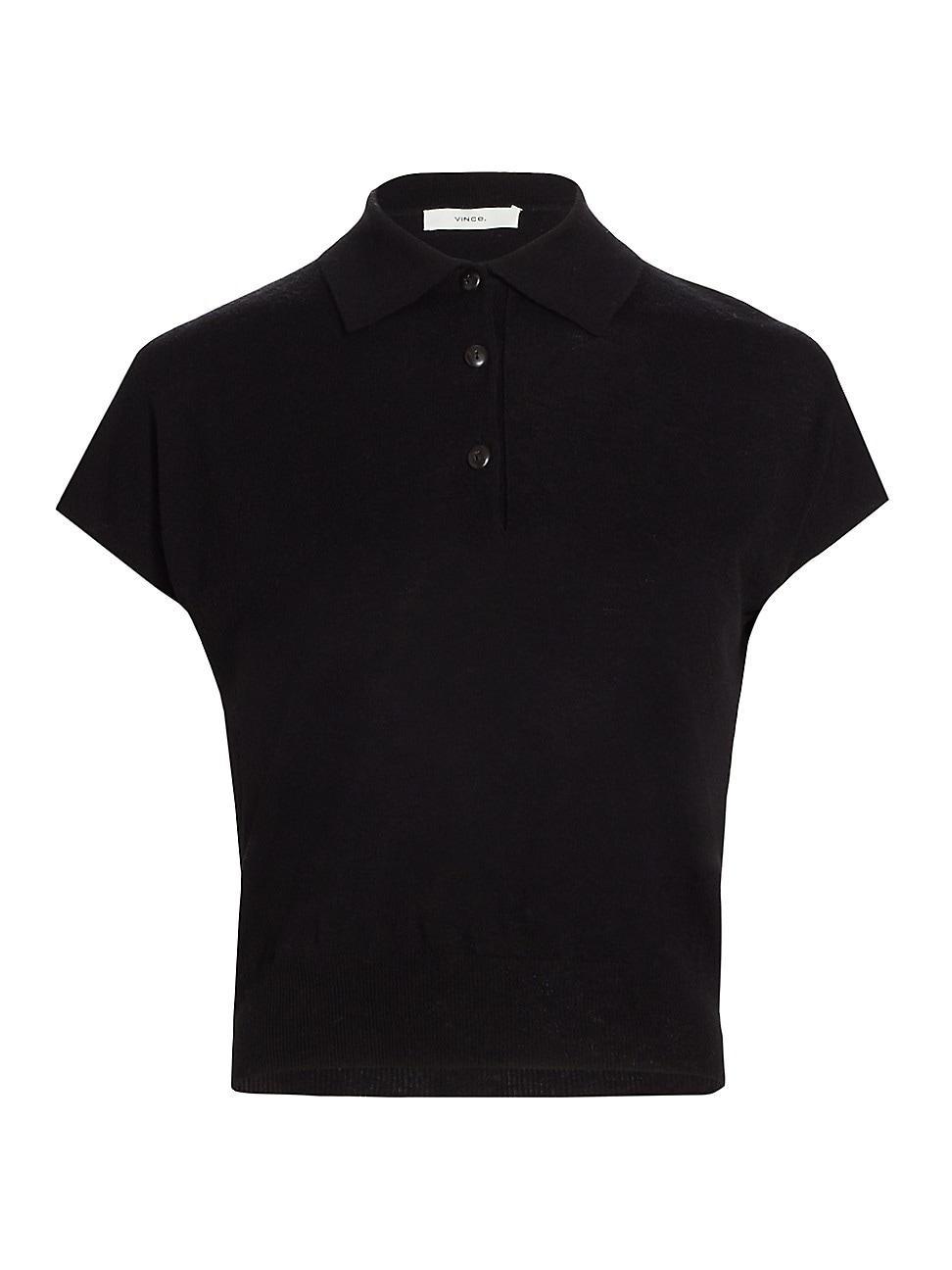 Womens Cap-Sleeve Knit Polo Shirt Product Image