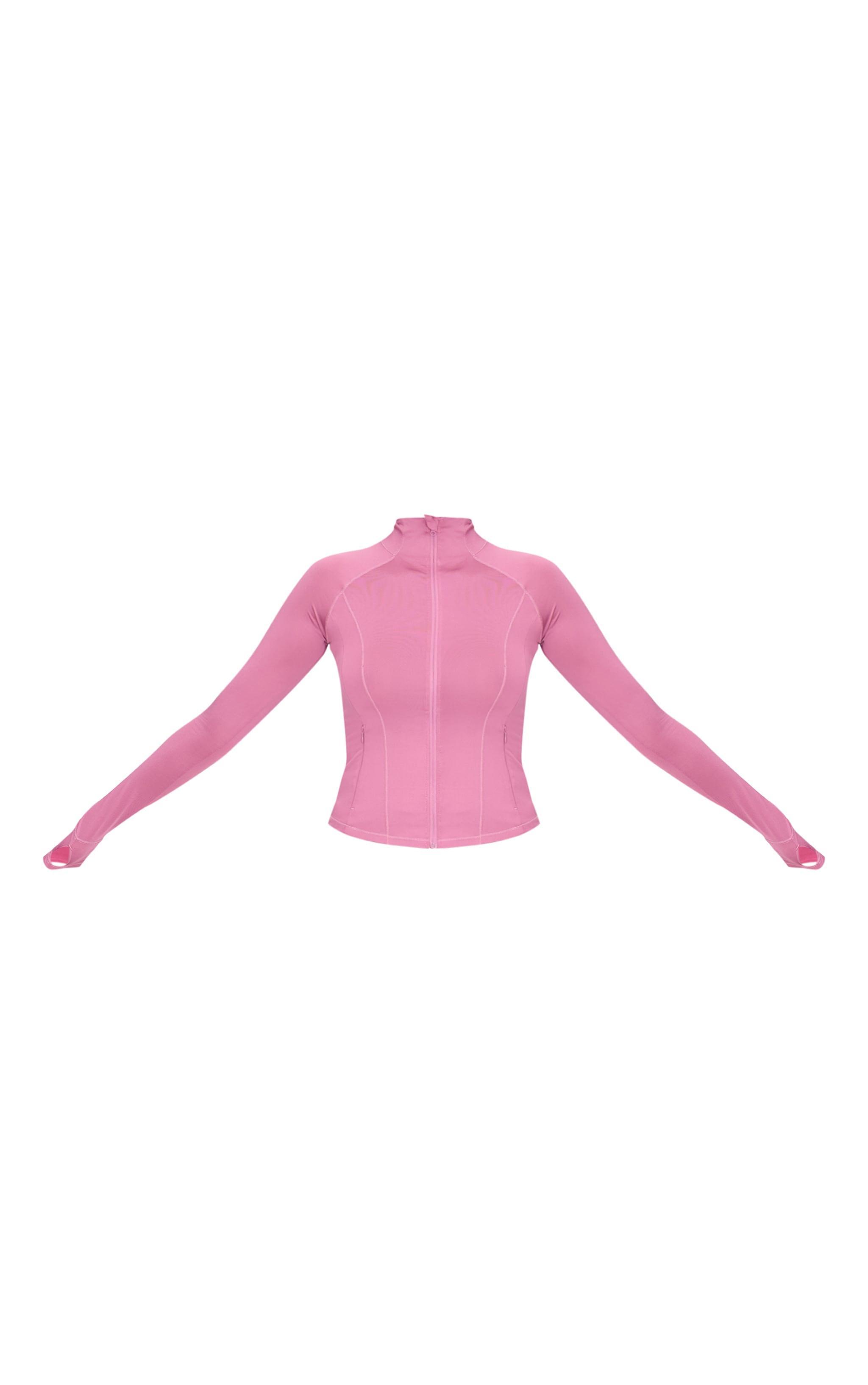 Ballet Pink Stretch Active Zip Up Pocket Detail Sports Jacket Product Image