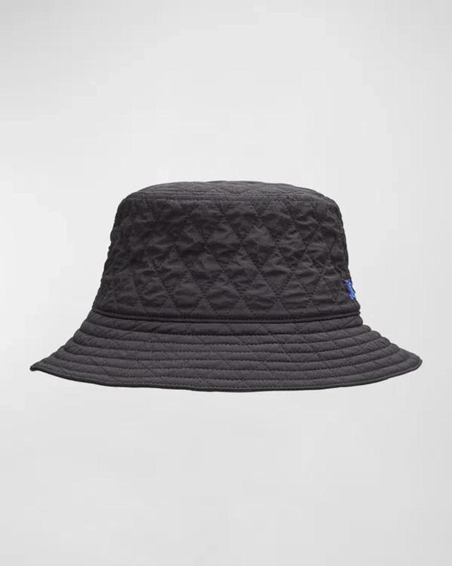 BURBERRY Men's Ekd Packable Quilted Nylon Bucket Hat In Black Product Image