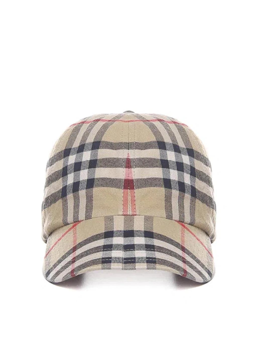 BURBERRY Baseball Cap With Check Print In Light Sage Product Image