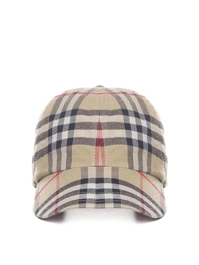 BURBERRY Baseball Cap With Check Print In Light Sage Product Image