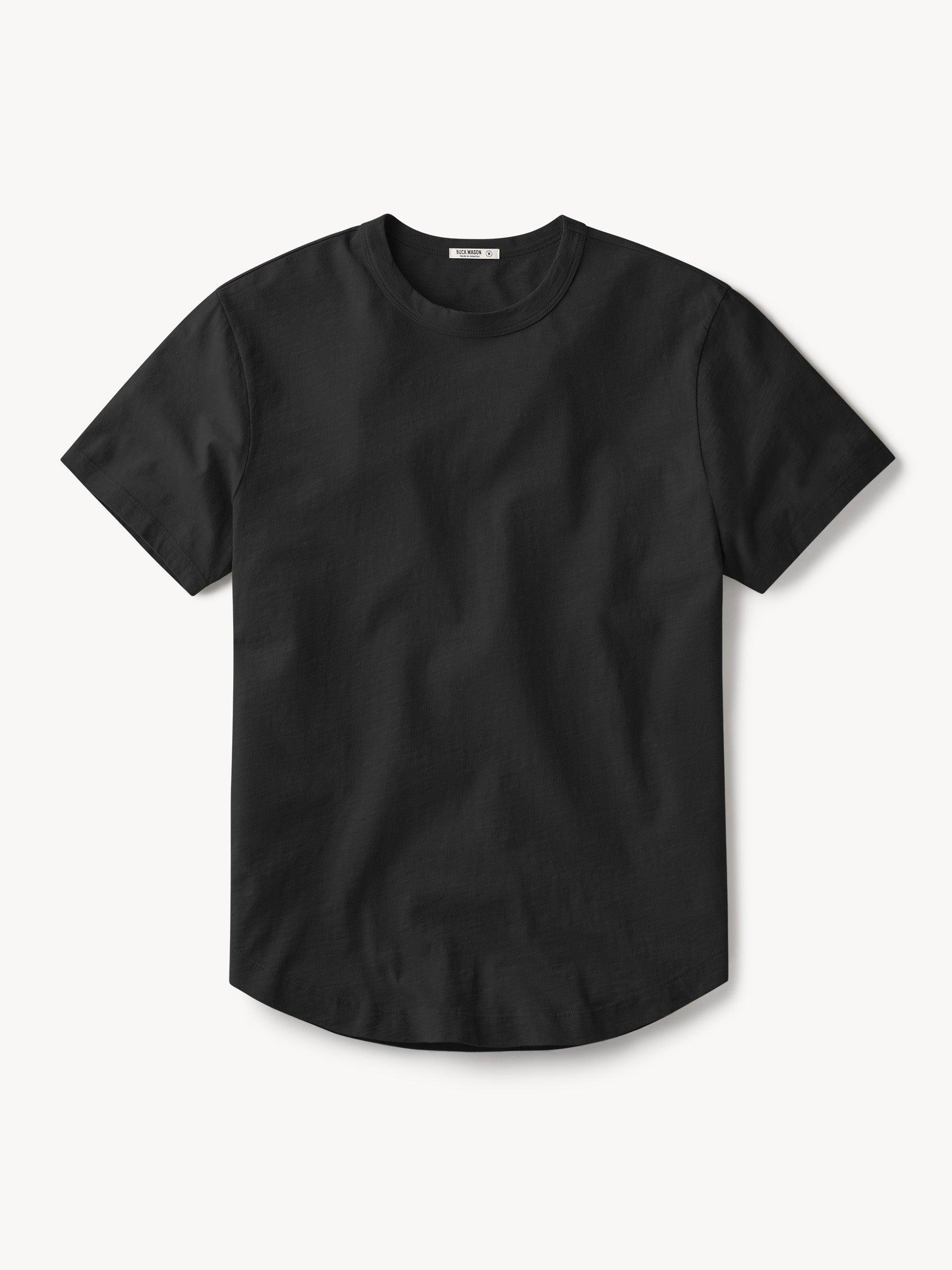 Black Slub Curved Hem Tee Product Image