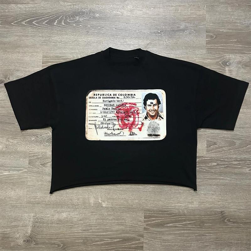 Vintage Pablo Emilio Escobar Gaviria Id Graphic Cotton Cropped T-Shirt Product Image