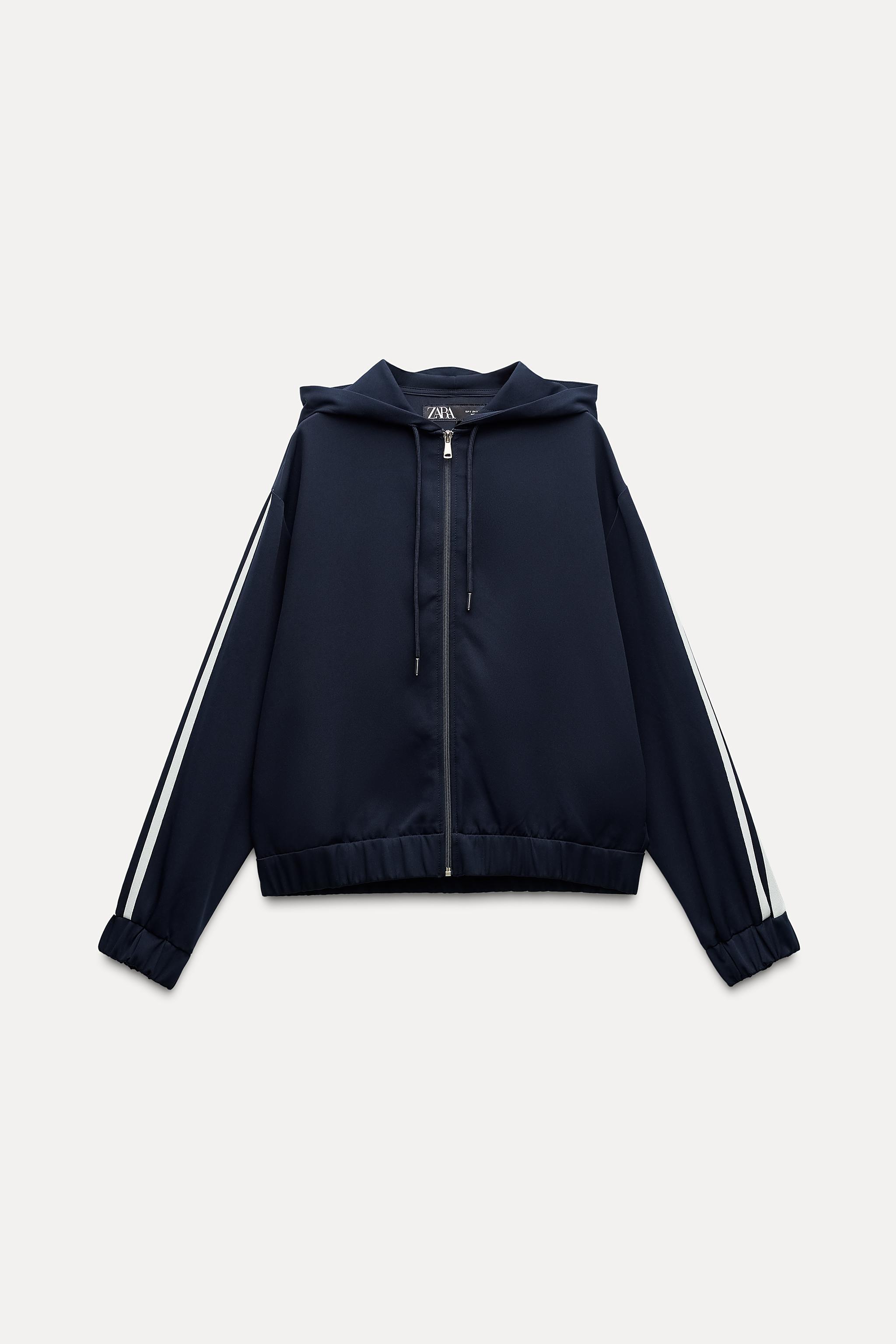 SIDE STRIPE HOODED BOMBER JACKET Product Image