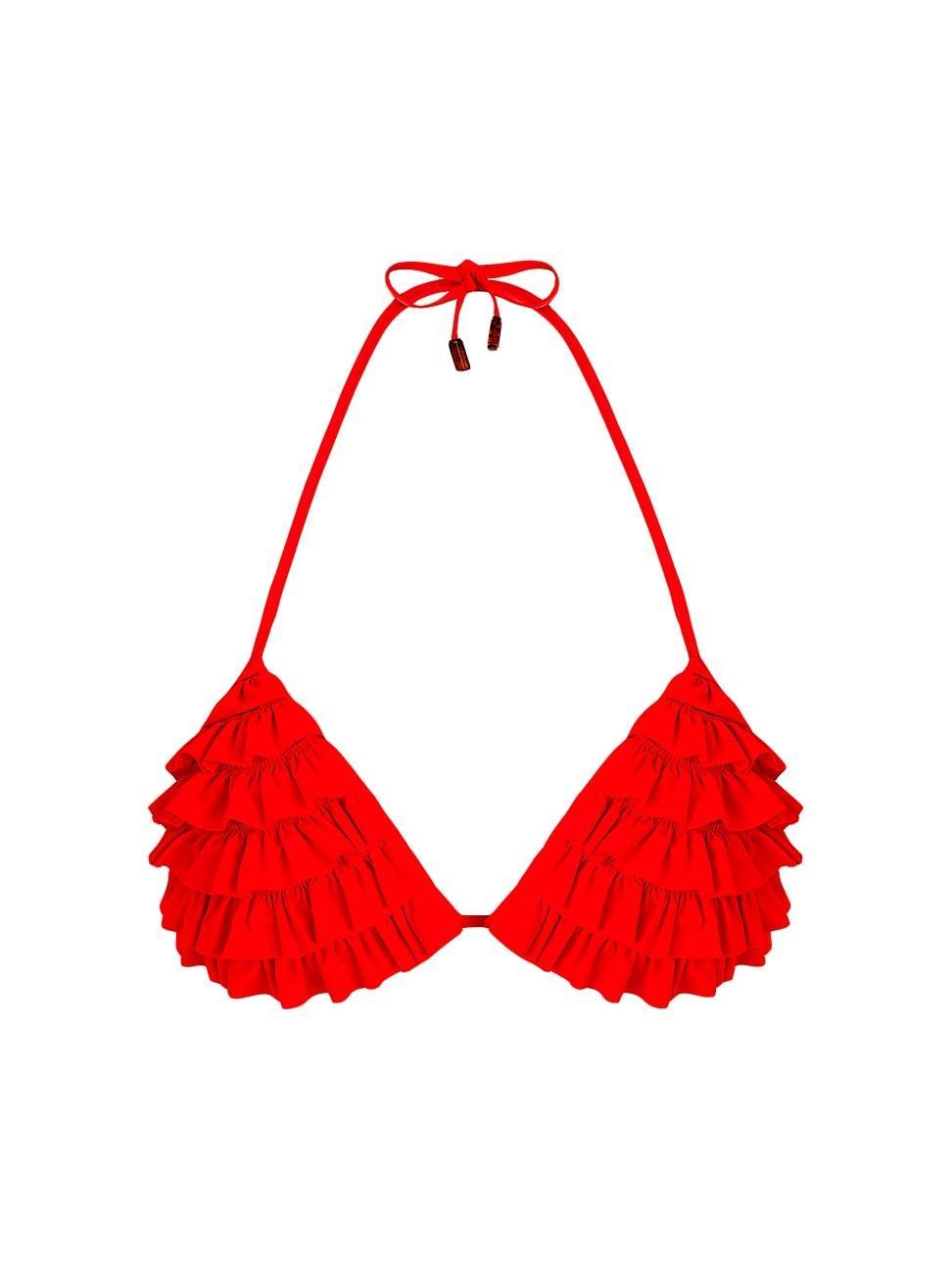 Womens Ruffled Padded Bikini Top Product Image