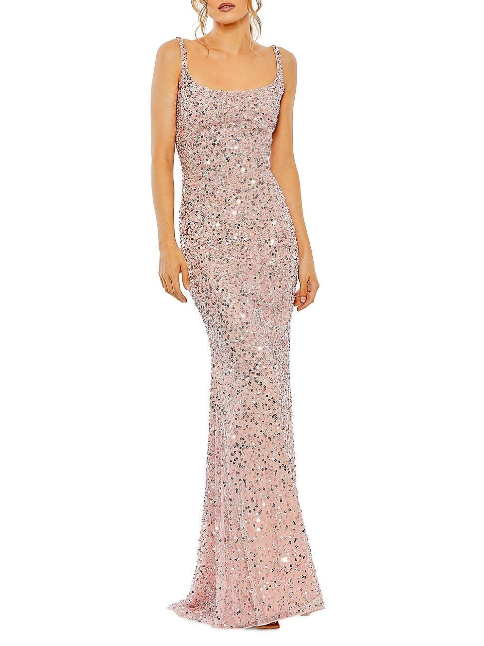 Womens Sleeveless Sequined Slip Gown Product Image