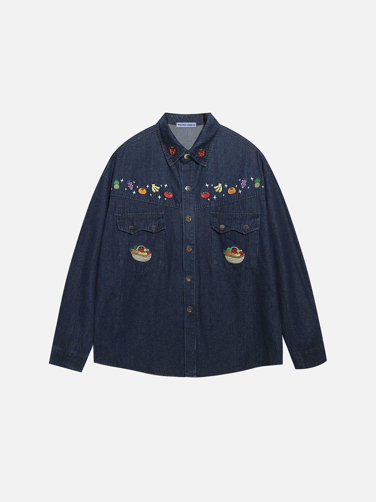 Aelfric Eden Embroidery Denim Long Sleeve Shirt Product Image