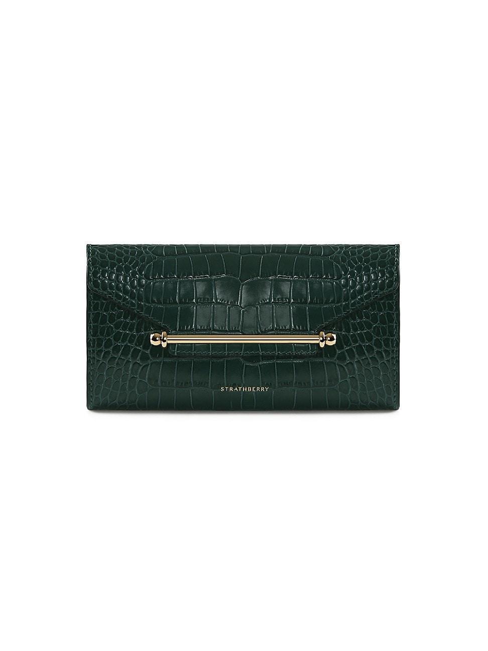 Womens Multrees Croc-Embossed Leather Wallet-On-Chain Product Image