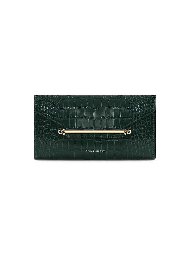 Womens Multrees Croc-Embossed Leather Wallet-On-Chain Product Image