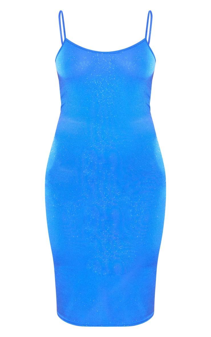 Cobalt Glitter Midi Bodycon Dress Product Image