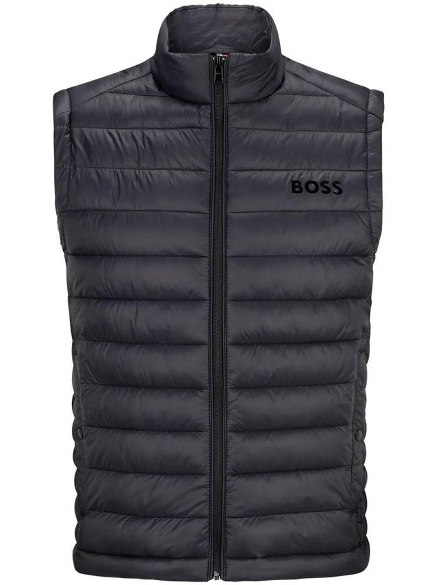 HUGO BOSS Logo-print Quilted Gilet In Black Product Image