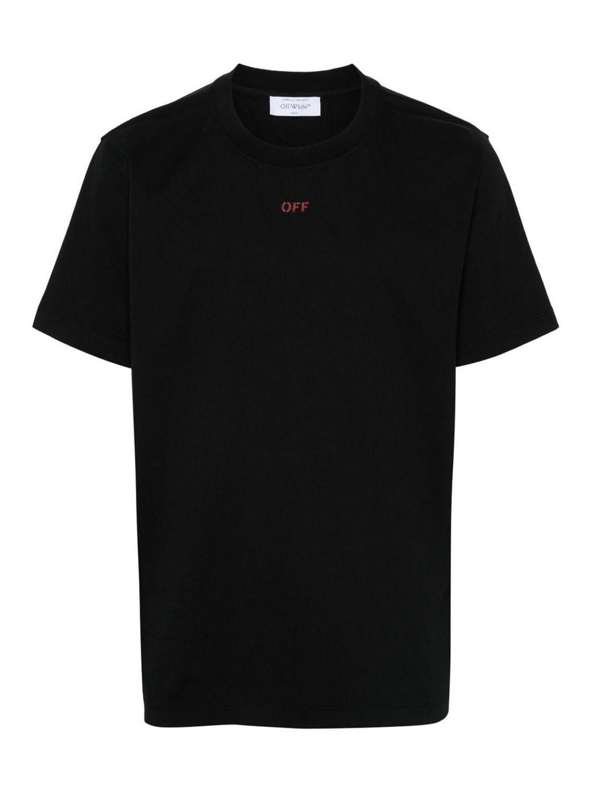 OFF-WHITE Cotton T-shirt With Logo Print In Red Product Image