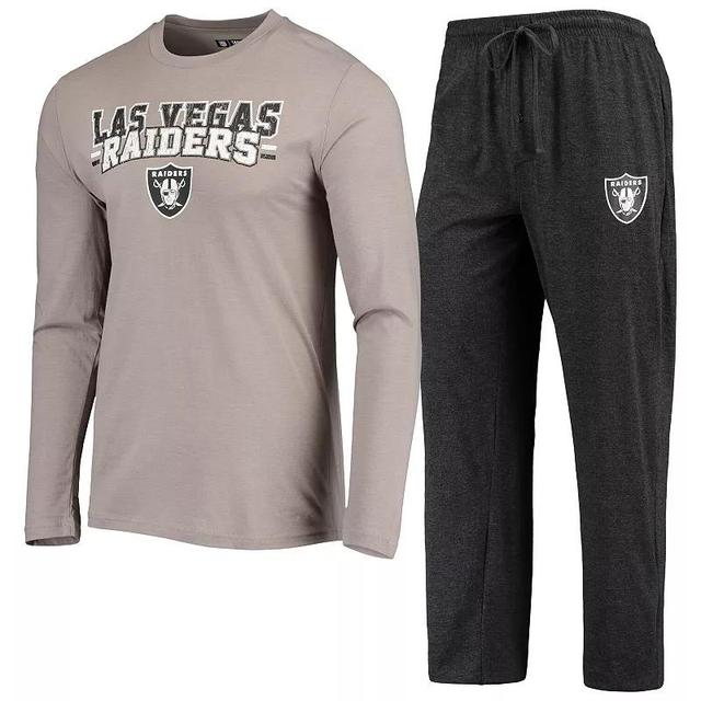 Mens Concepts Sport Black Las Vegas Raiders Meter Long Sleeve T-shirt and Pants Sleep Set - Black Product Image