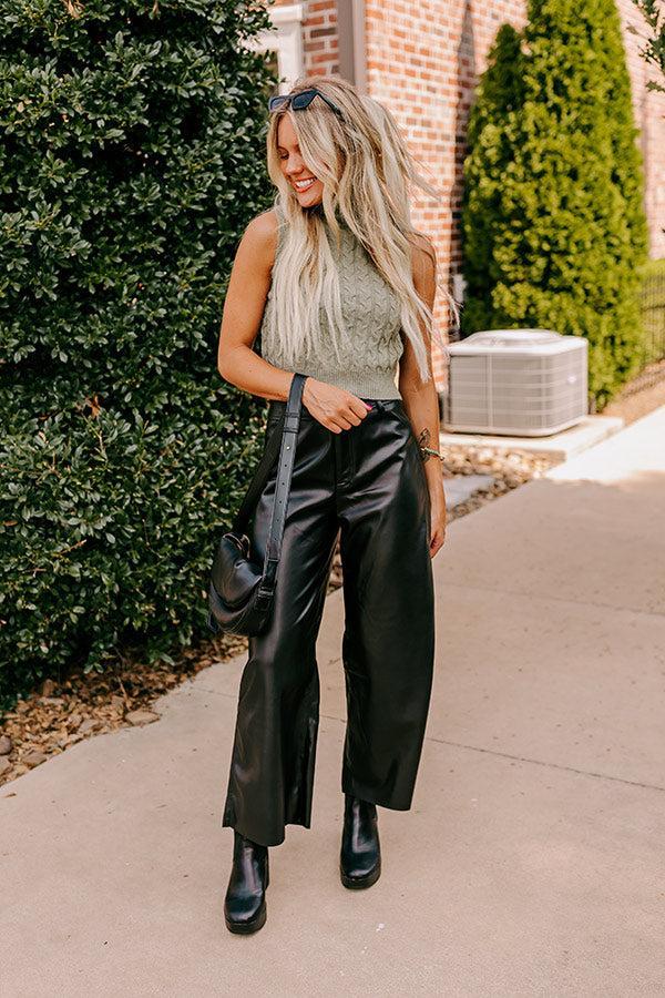 The Reagan High Waist Faux Leather Pants in Black product image