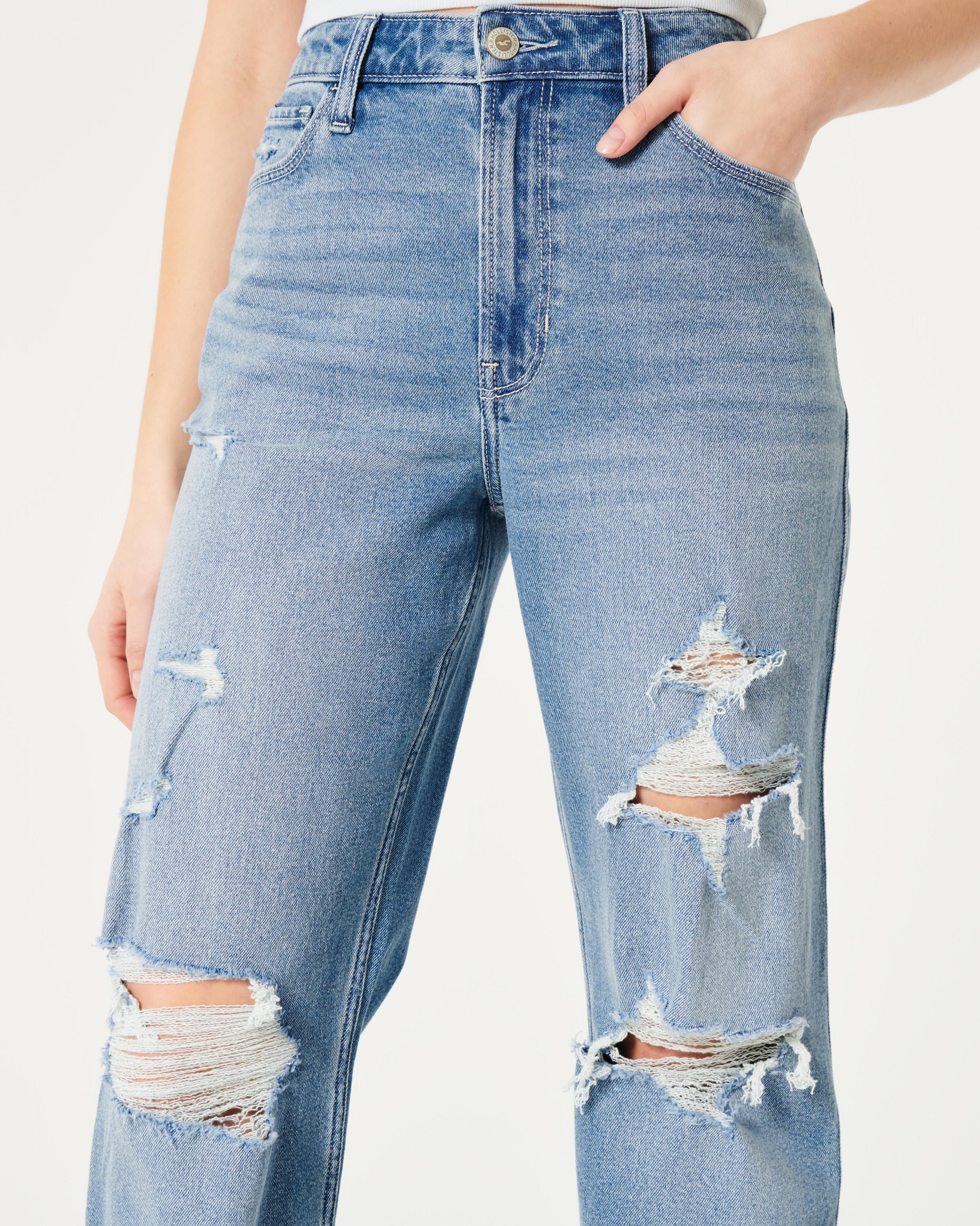 Ultra High-Rise Ripped Medium Wash Dad Jeans Product Image