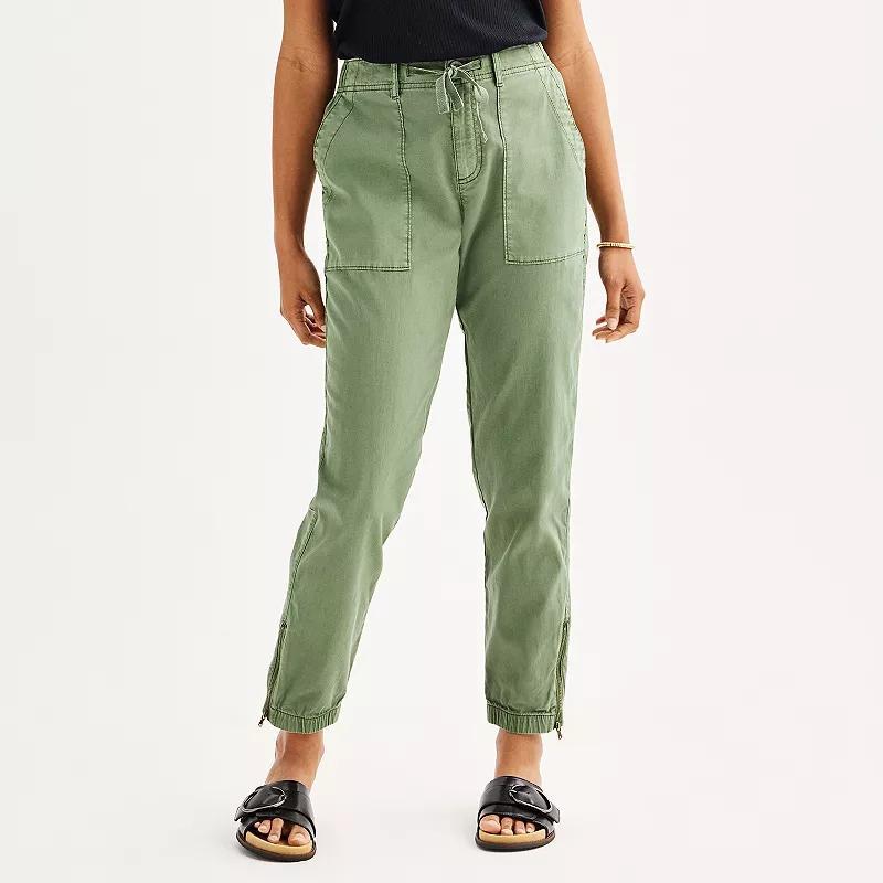 Womens Sonoma Goods For Life Zip Hem Core Utility Jogger Pants Manolo Green Product Image