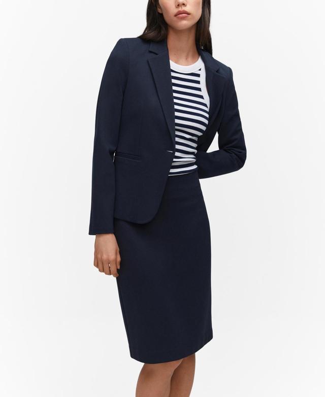 Mango Womens Blunt Stitch Fitted Blazer Product Image