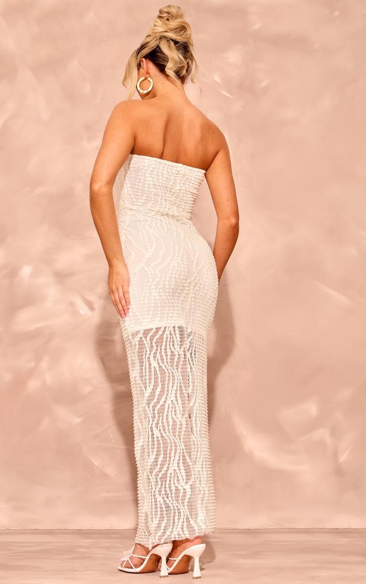 Cream Textured Sheer Jersey Bandeau Maxi Dress Product Image