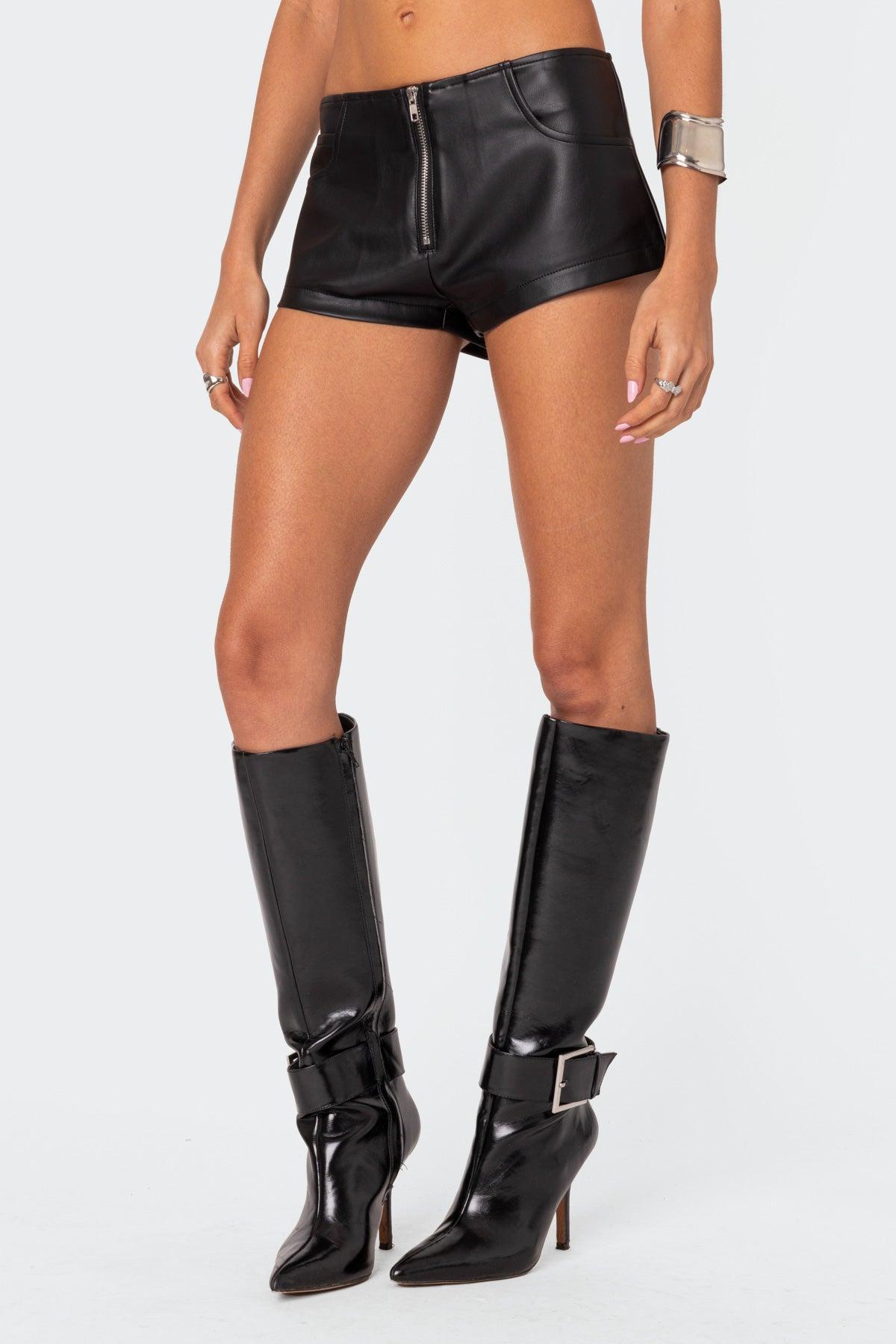 Zippy Faux Leather Micro Shorts Product Image