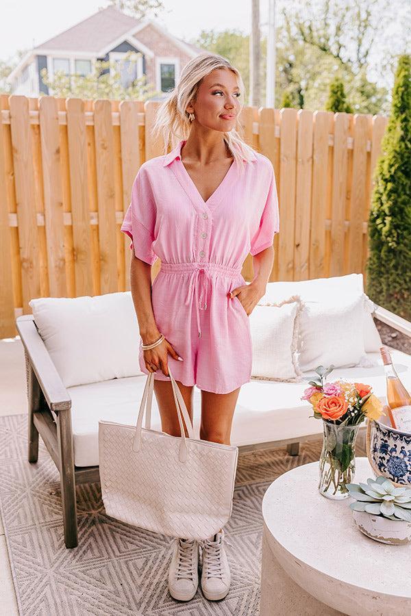 Colorful Coastline Romper in Pink Product Image