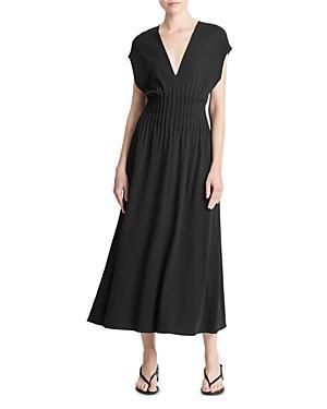 Vince Pintuck V-Neck Dress Women's Dress Product Image