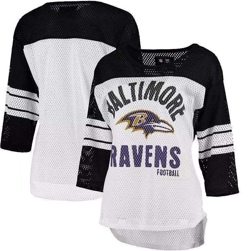 Womens G-III 4Her by Carl Banks /Black Baltimore Ravens First Team Three-Quarter Sleeve Mesh T-Shirt Product Image