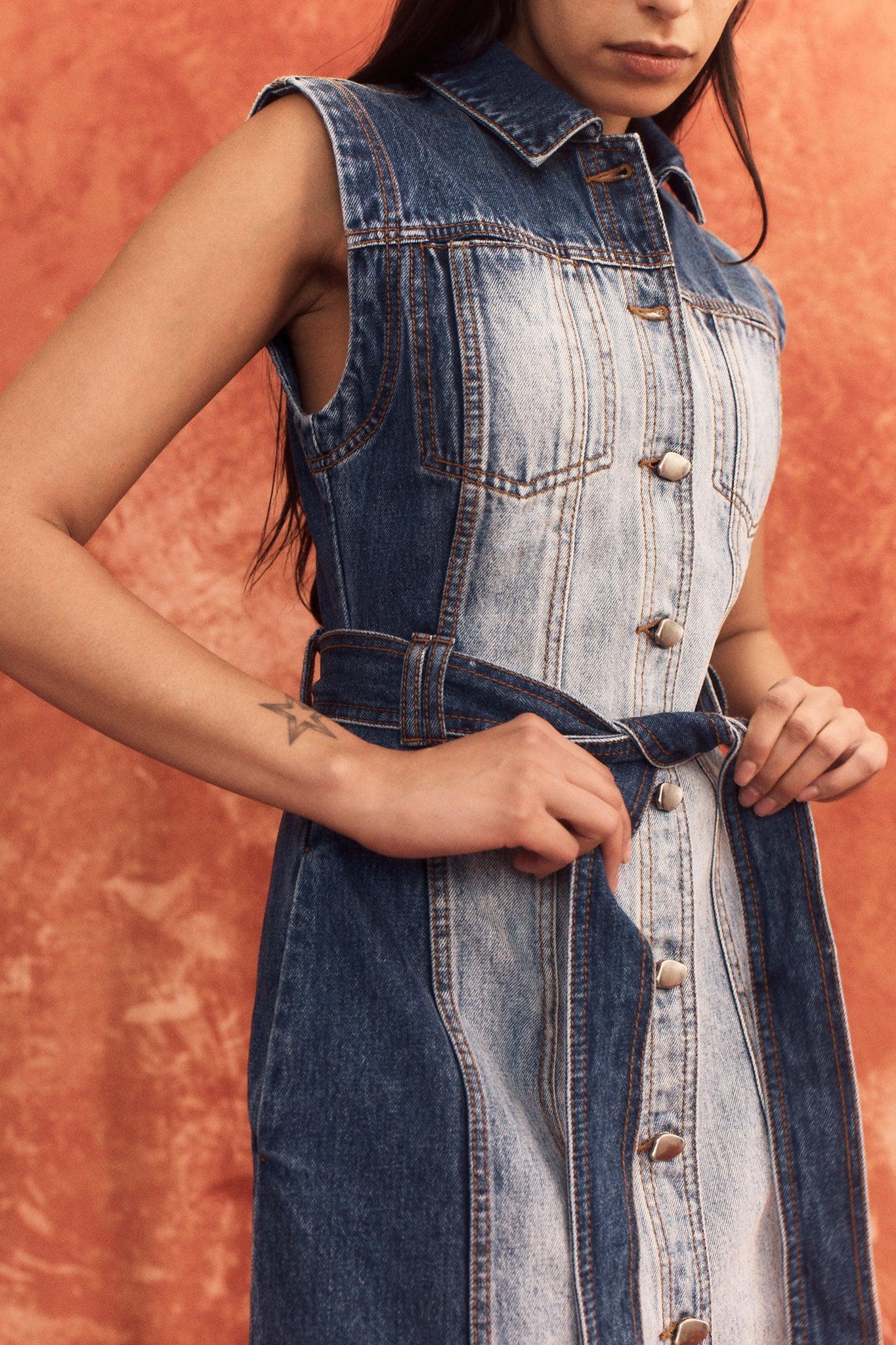 Darcie Denim Midi Dress Product Image