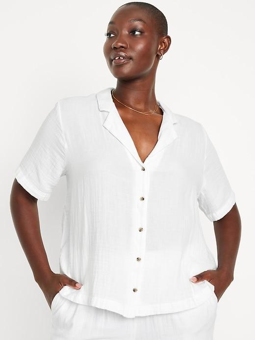 Crinkle Gauze Button-Down Top Product Image