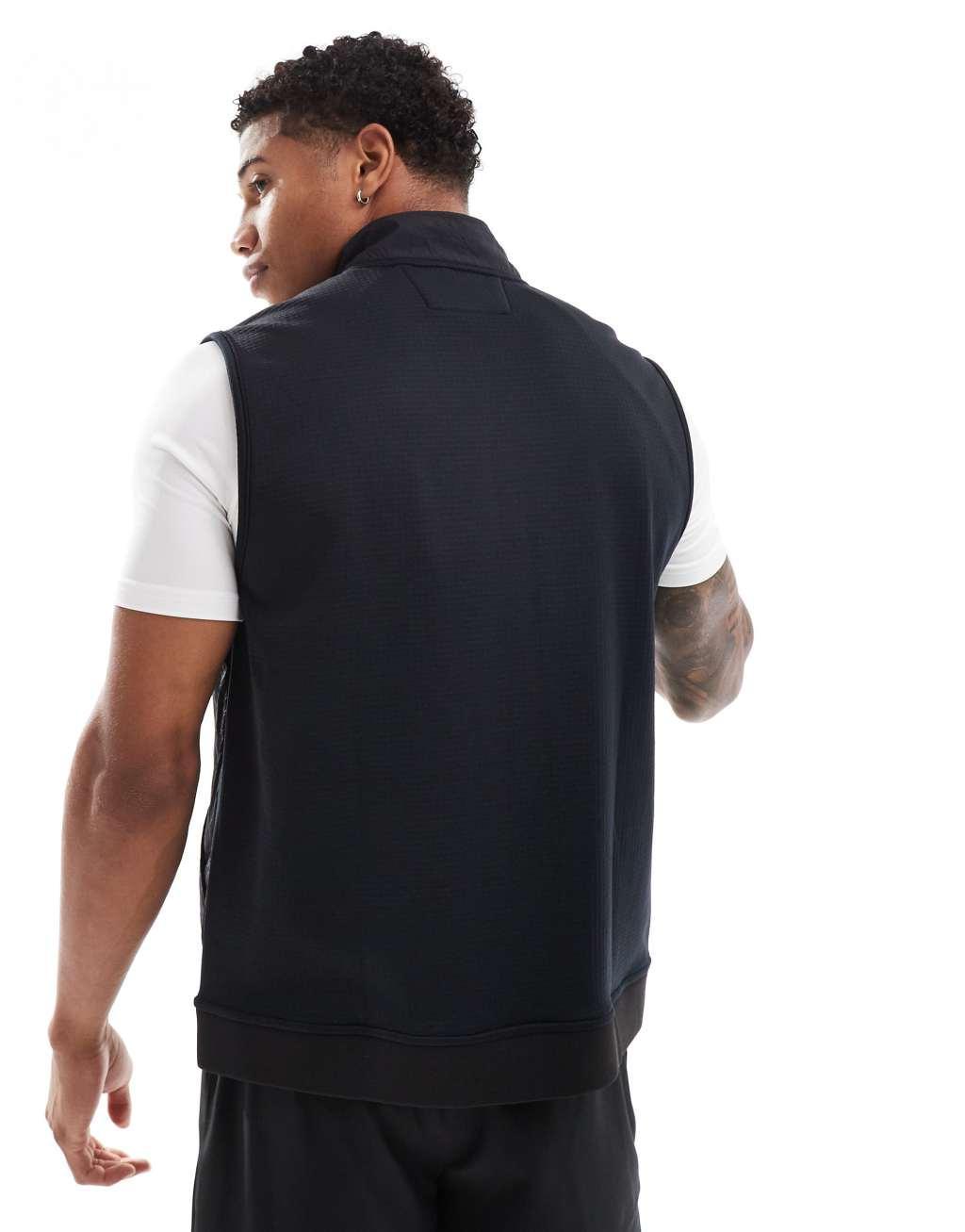 ASOS 4505 thermal zip up performance running vest with zip phone pockets in black Product Image