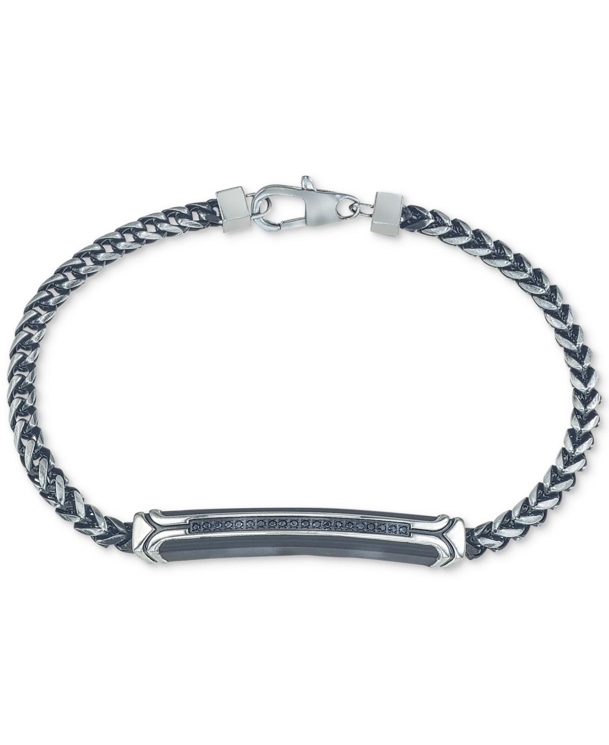 Esquire Mens Jewelry Diamond Link Bracelet (1/10 ct. t.w.) in Black or Blue Ion-Plated Stainless Steel, Created for Macys Product Image