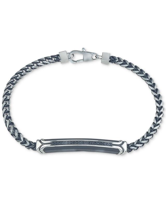 Esquire Mens Jewelry Diamond Link Bracelet (1/10 ct. t.w.) or Blue Ion-Plated Stainless Steel, Created for Macys - Black Product Image