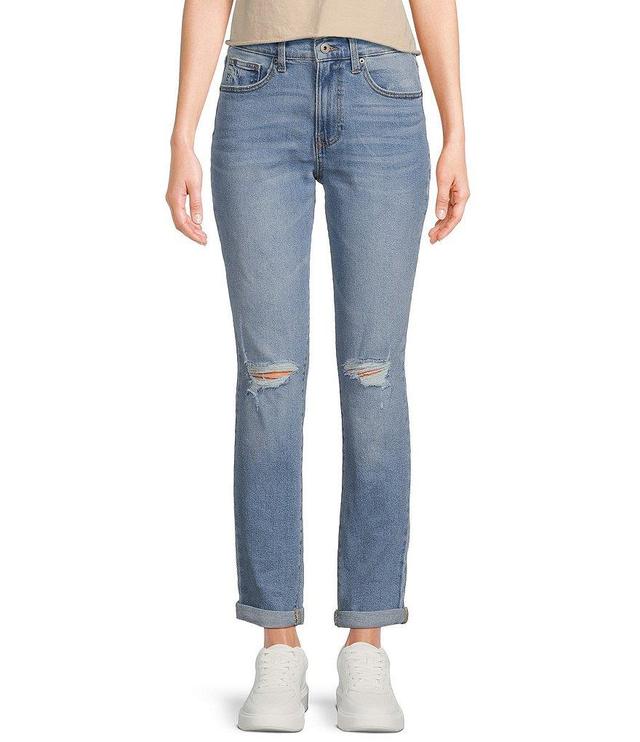 CP Jeans High Rise Destructed Rolled Cuff Mom Jeans Product Image