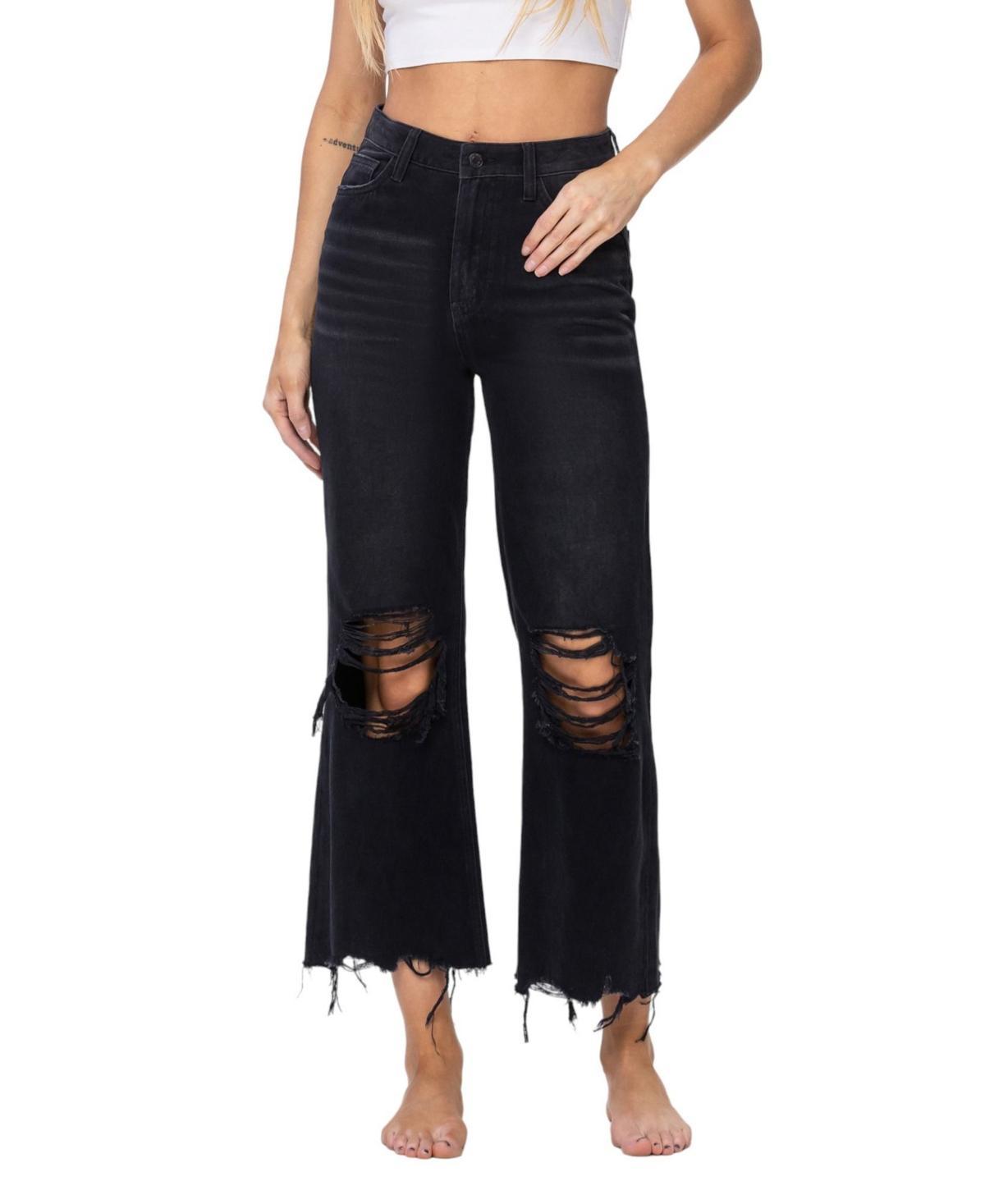 Vervet Womens Super High Rise 90s Vintage-like Cropped Flare Jeans Product Image