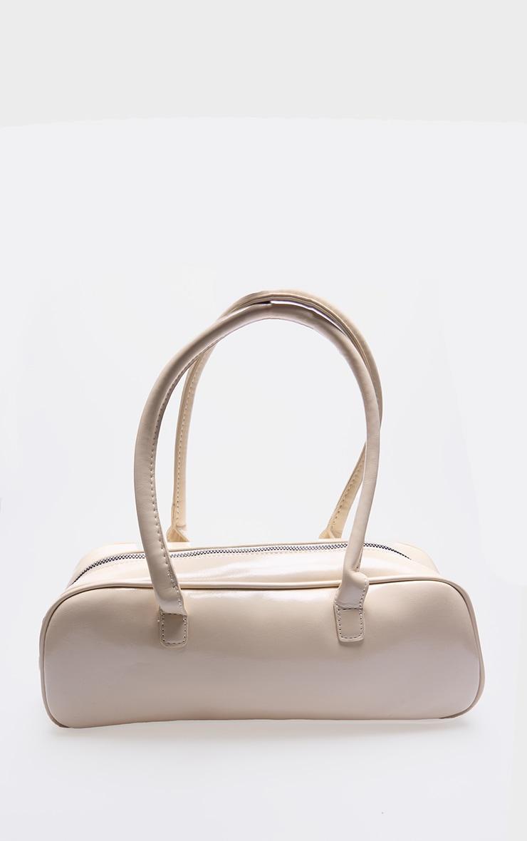 Cream Patent PU Baguette Shoulder Bag Product Image